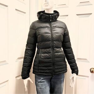 Paradox Black Down Puffer Jacket Hooded Lightweight Packable Size S